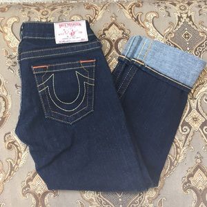 True Religion Dark Wash Capris Size 24.