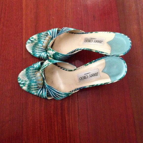Jimmy Choo green silk sandals