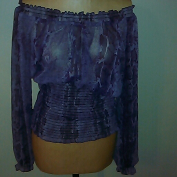 Purple Off shoulder snake skin print top - Picture 1 of 2