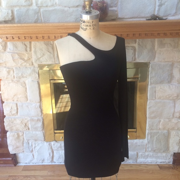 Black One-Shoulder Body-Con Dress S