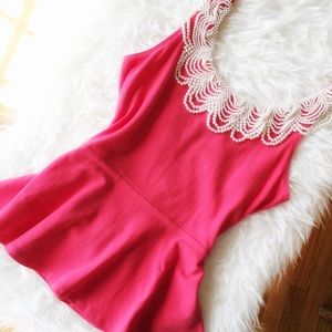 CORAL PEPLUM TOP