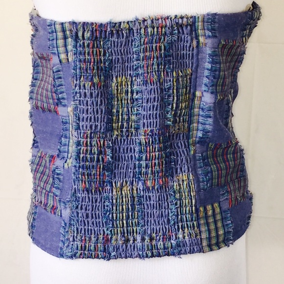 American Rag Patchwork Zipper Bandeau Summer Top - Picture 2 of 4