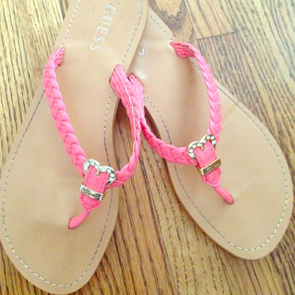 Guess boho bright coral pink heart jewels