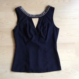 Black top with metal beading