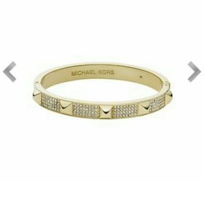 MK PAVE STUDDED GOLD - TONE BANGLE