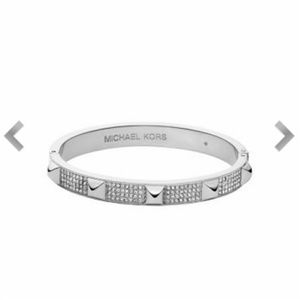 MK PAVE STUDDED SILVER - TONE BANGLE