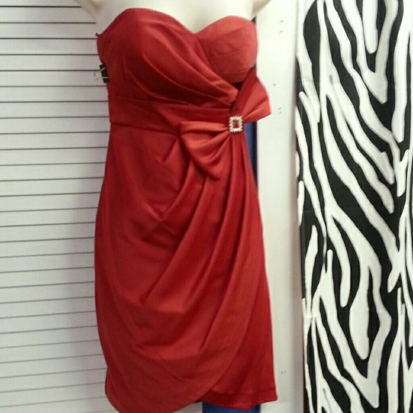 Red Rhinestone Elegant Bow Evening Formal Dress
