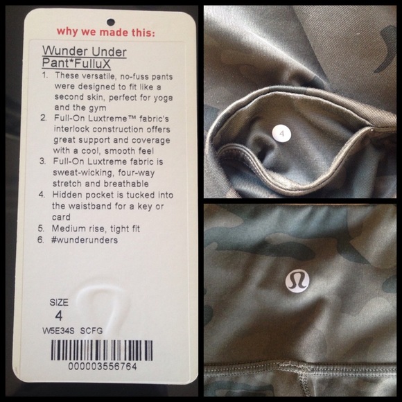 Lululemon green camo wunder under legging pants 4 - Picture 2 of 4