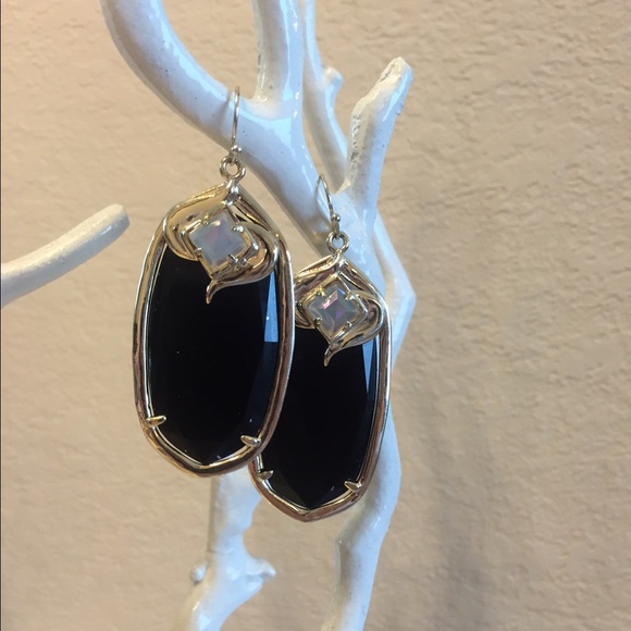 Kendra Scott gold metal black and iridescent stone