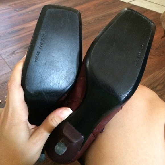 Oxblood Knee high boots Nine West leather with bow - Picture 2 of 4