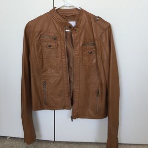 Faux leather moto jacket