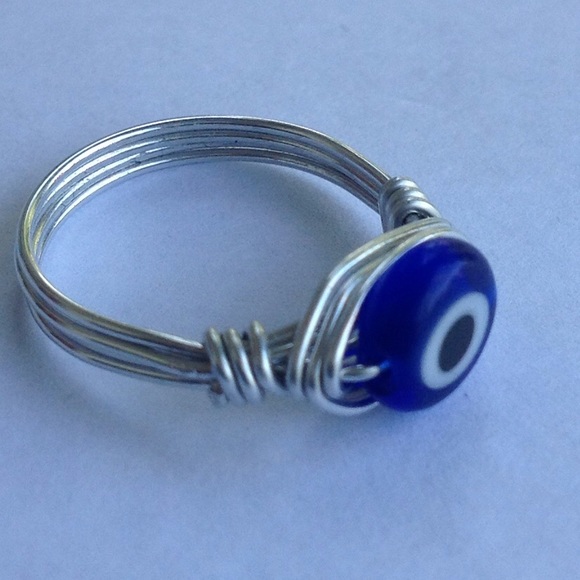 Evil Eye Wire Wrapped Ring - Picture 2 of 3