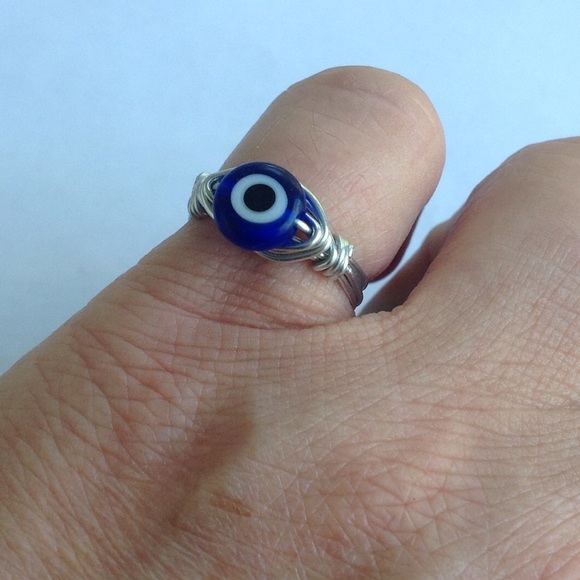 Evil Eye Wire Wrapped Ring - Picture 3 of 3