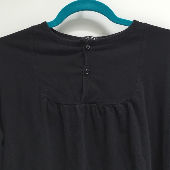 Black quarter sleeve knit Henley  shirt APC A.P.C. - Picture 2 of 2