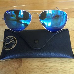 Ray Ban RB3025 Gold Blue Mirror Aviator!!!