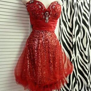 Red Leopard Jeweled Homecoming Formal Dress