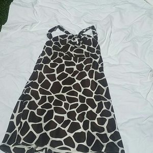 Brown and cream giraffe silk print dress