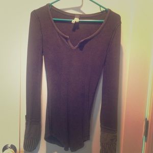 Cotton free people dark brown/gray tee