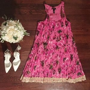 Pink floral dress with gold sequin detailing