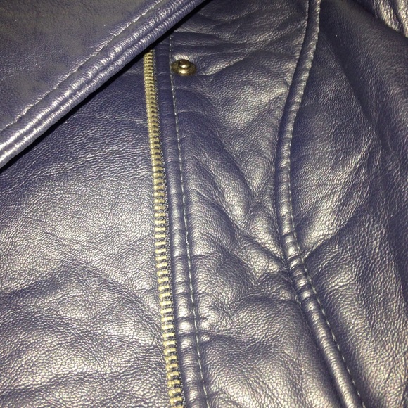 Urban Outfitters Navy Leather Jacket - Picture 2 of 3