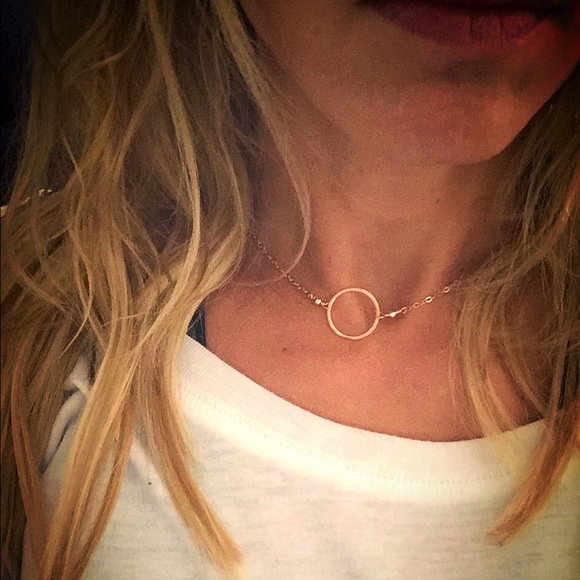 Circle necklace 16 inch goldfill