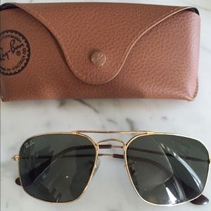 Ray Ban gold rim green sunglasses