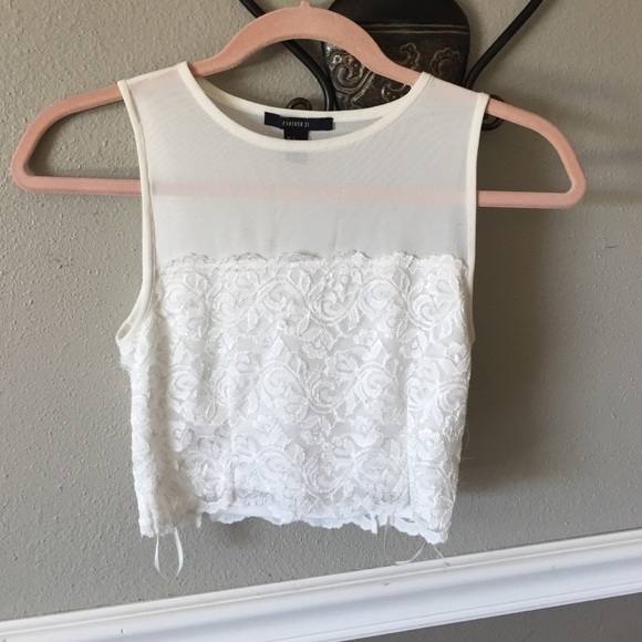 White mesh/lace crop top - Picture 1 of 1