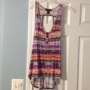 High/ low tribal print top