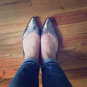 Metallic Pointed Flats