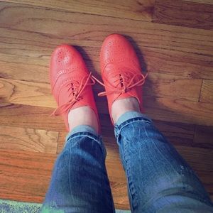 Orange Lace-Up Oxfords