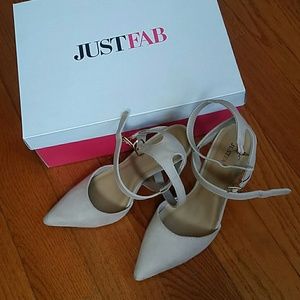 Blush pumps with ankle straps
