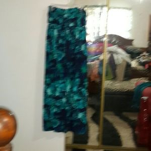 Dark blue& turquisor sun dress slveeles with green