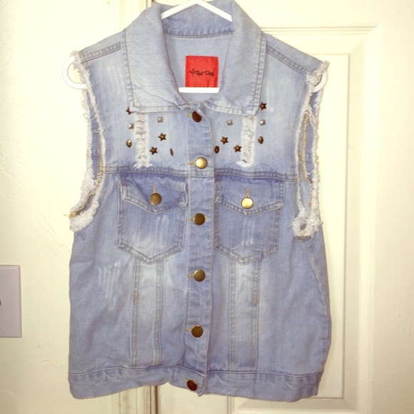 Light wash distressed Jean vest