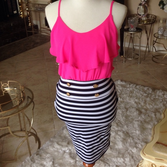 Pink and nautical striped dress