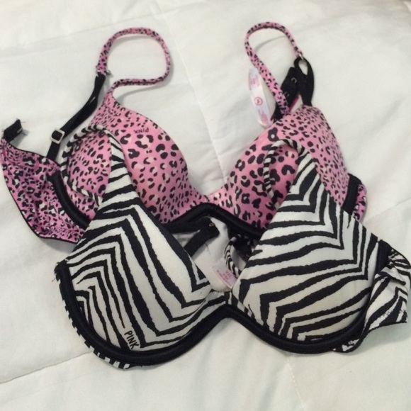 Two Victoria secret scoopneck bras.