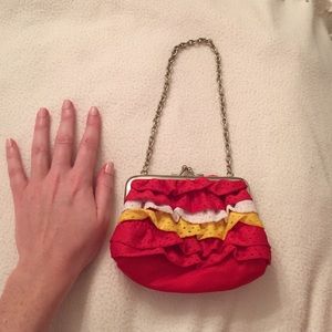 Jersey ruffled evening bag
