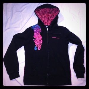 Volcom Black and Pink Cheetah Sweatshirt size M