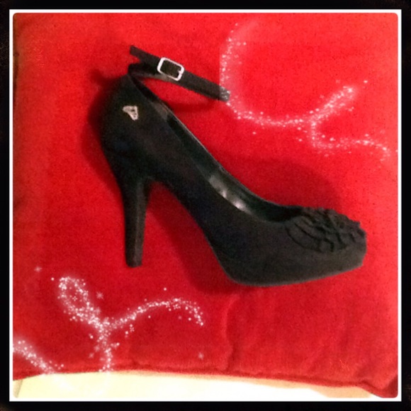 Black Suede Strappy Heels