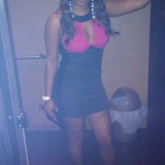 Pink Grey and Black Dress