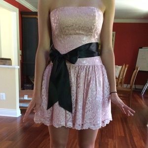 Jessica McClintock Pink Lace Strapless Dress Size4
