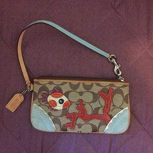 Khaki Coach Fish Mini Purse/Wristlet (Rare!)