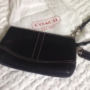 Coach Black Leather Wristlet