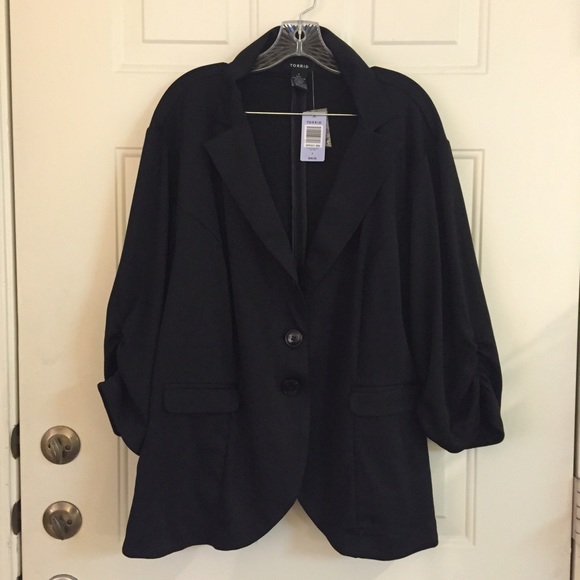 Black Ponti 3/4 sleeve blazer