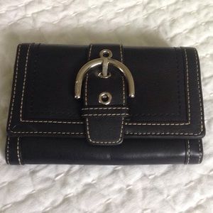 Coach Black Hampton Smooth Leather Wallet