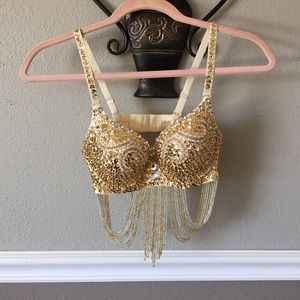 Gold rave bra