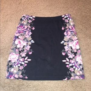 Floral/black pencil skirt.