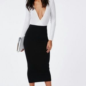 Missguided jersey midi skirt black