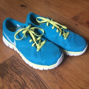 Nike blue and yellow sneakers