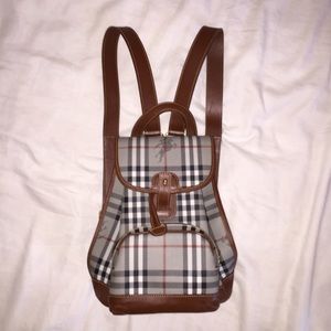 Burberry grey backpack plaid authentic