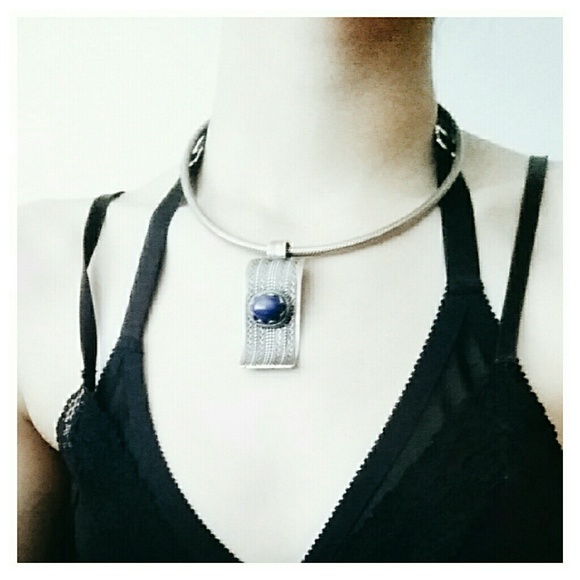 Vintage Sterling Silver Lapis Lazuli Choker